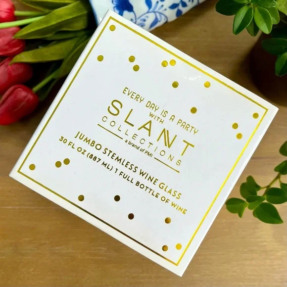 NIB Jumbo Stemless Wineglass • Slant Collections PARTY TIME! Polka Dots Glass - Picture 3 of 6